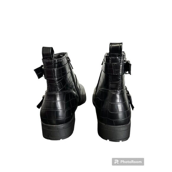 Tinstree Women's Round Toe Low Heel Slouchy Bootie Side Zipper & Buckle Strap 9 - Picture 5 of 9